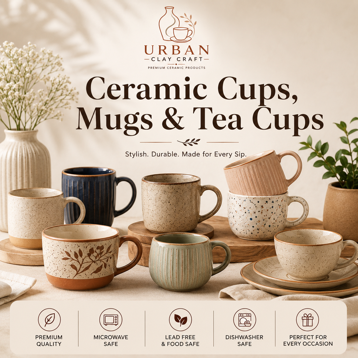 Ceramic Cups, Mugs & Tea Cups